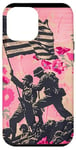 Coque pour iPhone 12 Pro Max Rose Pop Art Floral Iwo Jima Drapeau Américain Levage