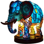 Djur bordslampa serie färgat harts Elefant Draken Vargen Lampa Retro sänglampa Tiffany Stil Nattlampa Bohemian Resin Lampa för Sovrum elefant