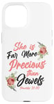 iPhone 15 Christian Bible Verse Quote Rose Flower Proverbs 31:10 Case