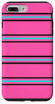 Coque pour iPhone 7 Plus/8 Plus Rose Bleu Noir Rayé Girly Esthétique Preppy Stripe