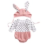 Newborn Baby Boy and Girl Jumpsuit Romper Spring and Autumn Korean Style Detachable Cap Black and White Wave Dot Casual Polka dot Bodysuit Polka dot Bodysuit Baby Girl Polka dot Bodysuit Baby Polka