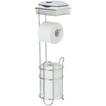 Wenko - Serviteur wc 3en1 rack Dérouleur papier toilette sur pied avec étagère de rangement et range papier toilette, en métal, 15x18x59cm, Chromé