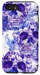 Coque pour iPhone SE (2020) / 7 / 8 Aquarelle violette ethnique horreur bleu feu flamme crâne