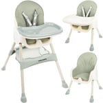 Chaise haute bébé table pliable réglable 5 points- vert clair