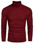 Coofandy Pull Homme col roulé Hommes Le Pull col Montant Garde au Chaud Basic Fine,XL,Vin Rouge