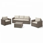 Salon de jardin en imitation resine tressee Allibert avec table basse - 5 personnes - California - Beige - Beige