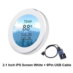 Écran secondaire IPS de 2.1 pouces,480x480,USB,LCD rond refroidi à l'eau,CPU,GPU,surveillance du disque dur,360 °,MINI PC Gamer Display,No AIDA64 - Type White 9Pin USB Cable