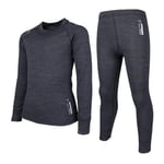 Lindberg Barnunderställ Merino Set Junior Black Melange