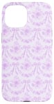 Coque pour iPhone 15 Coquette Mauve Fleurs et Nœuds Esthétique Motif Floral