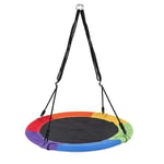 Outdoor Round Swing, Large Hanging Round Mesh Swing Seat with Sturdy Rope, Heavy Duty Round Mesh Swing Seat Gym Playground Swing Set for Kids Teens Adult Multicolour