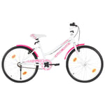 vidaXL Barncykel 24 tum rosa och vit 92187