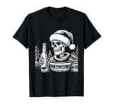 Skeleton Santa Hat Halloween Funny Bones Skull Men Women T-Shirt