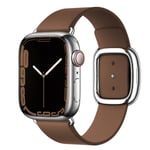 Modernt spänne för Apple Watch Band 45mm 41mm 44mm/40mm 38 42mm 49mm Correa Läderarmband Iwatch Serie 3 6 Se 7 8 Ultra 40mm 38mm 41mm brown