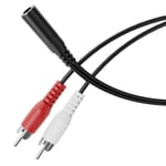 HDSupply Audio Splitter, câble Adaptateur Y, Jack auxiliaire 3,5 mm Femelle vers 2X RCA mâle, pour Enceintes, subwoofer, Barre de Son, TV, Voiture, Radio, Smartphone, Tablette, Noir