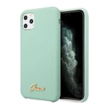 Étui Guess pour iPhone 11 Pro Max Vert Silicone Logo Or Vintage - Neuf