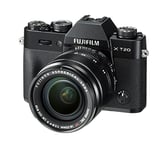 Fujifilm X-T20 Mirrorless Digital Camera, Black with Fujinon XF18-55mm F2.8-4 R LM Optical Image Stabiliser Lens Kit