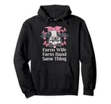 Vintage Farm Wife Farm Hand Same Thing Valentine's Day Cow Pullover Hoodie