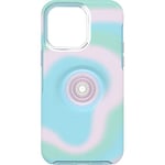 OtterBox iPhone 14 Pro Max Otter + Pop Symmetry Series Clear Case - GLOWING AURA (Pink), integrated PopSockets PopGrip, slim, pocket-friendly, raised edges protect camera & screen