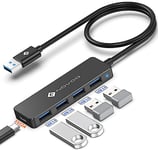 NOVOO 4 Ports Data Hub USB C vers USB 3.0 5Gbps Adaptateur USB C Hub vers USB Compatible avec iPhone 15 Plus Pro Max MacBook Pro Air 2023 iMac iPad Pro Air Surface Pro Galaxy S24 (60cm)