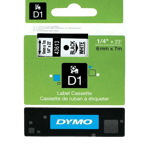 Dymo D1 43613 / S0720780 Svart text / Vit tejp 6 mm x 7 m tejp - Original