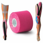 Ultimate Performance Pre-Cut Sports Muscle Injury Kinesiology Tape Pink 5cm x 5m