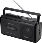 Lecteur cassette portable Boombox avec radio AM/FM stéréo,enregistreur cassette avec prise casque,alimenté par piles ou via prise secteur(Q671)