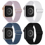 CCnutri 4 Pack Stretchy Nylon Strap Compatible with Apple Watch Straps 42mm(series 3 2 1) 44mm 45mm 46mm 49mm, Adjustable Sport Elastic Bands for iWatch Series 9/8/7/6/5/4/3/2/1/Ultra/Ultra 2/SE