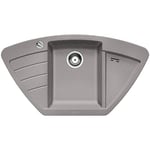 BLANCO ZIA 9 E – Évier d'Angle de Cuisine pour Meubles d'Angle de 90 cm ou Meubles Bas de 60 cm – SILGRANIT – Gris – 514749