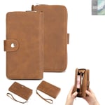 2in1 protection case for Huawei Mate 60 Pro wallet brown cover pouch