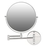 OVENTE Wall Mounted Vanity Makeup Mirror 9 Inch with 10X Magnification and Extendable Arm, Double-Sided with 360 Degree Swivel Mechanism and Zero Distortion, Polished Chrome (MNLFW90CH1X10X)