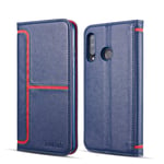 ZTOFERA Folio Case for HUAWEI P30 Lite, Blue & Red Stitching Slim TPU Flip Case with [Magnetic Closure] [Card Slots] [Kickstand] Shock Absorbing Bumper Cover for HUAWEI P30 Lite - Blue