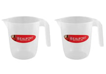 2x Beaufort Kitchen Cooking Baking Plastic Measuring Jug with Handle 1L - Clear