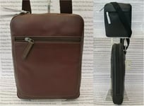 Fossil Bag Mens Kenton Small Leather Black Shoulder Brown Flight Bags R£129