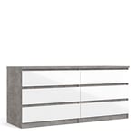 Furniture To Go | Naia, Wood, White and Grey, Wide Chest of 6 Drawers (3+3)