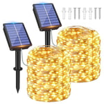 ZeMu Solar Lights Outdoor Garden, [2 Pack] Total 40m 400 LEDs Solar Powered Fairy Lights Outdoor, Waterproof Copper Wire 8 Modes Warm White String Lights for Gazebo Wedding Party Decorations