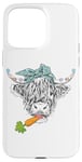 iPhone 15 Pro Max Cute Highland Cow Easter Spring Season Eggs Carrot Bandana Case