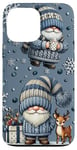 iPhone 13 Pro Max Blue Christmas Gnomes And Baby Reindeer Snowflake For Winter Case