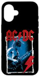 Coque pour iPhone 16 AC/DC Angus Young Blue Photo par Michael Putland