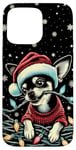 Coque pour iPhone 15 Pro Max Cordon lumineux de Noël à mâcher pour chihuahua