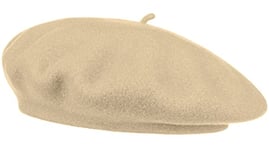 Van Der Rich ® - Béret (100% Laine) Française Couleur Unie - Femme (Beige, TU)