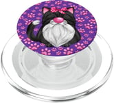 Black Cat Graphic For Women Pink Paw Pattern Kitten Purple PopSockets PopGrip pour MagSafe