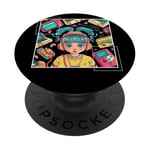 Cyberpunk Girl Retro Vibes années 90 Fête à thème de la mode des années 90 PopSockets PopGrip Interchangeable