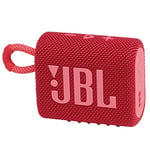 JBL GO 3 Wireless Bluetooth Portable Speaker with Integrated Loop for Travel with USB C Charging Cable, Red