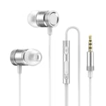 3,5 mm trådbundna in-ear-hörlurar i grossistledet sladd i metall med inbyggd mikrofonvolymkontroll för iOS- och Android-enheter Silver