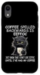 iPhone XR Coffee Spelled Backwards is Eeffoc Sign,Funny Cat Coffee Mug Case