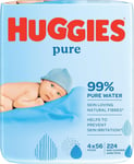 Huggies Pure, Baby Wipes, 4 Packs (224 Wipes Total) 99 Percent Pure Water