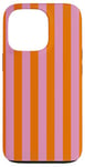 Coque pour iPhone 13 Pro Orange Rose rayé mignon Girly Esthétique Preppy Stripe