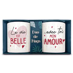 Coffret Duo De Mugs La Vie Est Belle Mon Amour