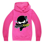 Ninja Kidz Barn Hoodie Huvtröja Barn Pojke Flicka Casual Hoody Pullover Toppar Rose Red 9-10 Years