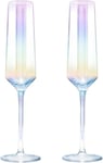 Crystal Champagne Flute Glass Set 2 Pieces Rainbow Champagne